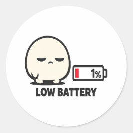 Adesivo Bateria Baixa 1% - Minimalista Personagem Fofo Can