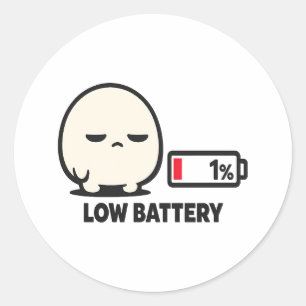 Adesivo Bateria Baixa 1% - Minimalista Personagem Fofo Can