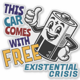 Adesivo Bateria de Cartoon de Pára-choque de Tesla Regret