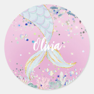 Adesivo Bateria De Sereia Com Glitter Whimsical Sob O Mar