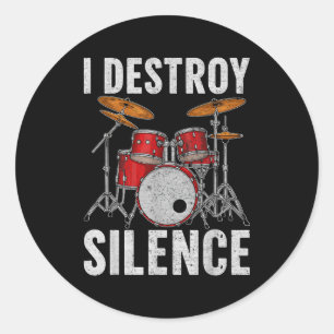 Adesivo Bateria Percussionista Bateristas Eu Destruo Silên