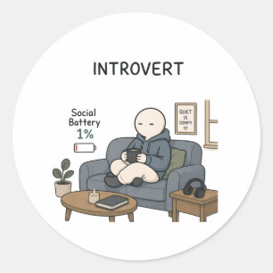 Adesivo Bateria Social de Introvertido 1% Meme de Introver