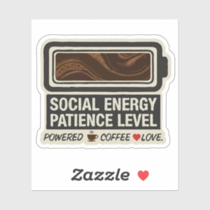 Adesivo Bateria Social Energizada por Café   Nível de Ener