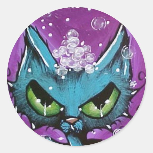 Adesivo Bath Bubble Vinheta redonda de gato (Frente)