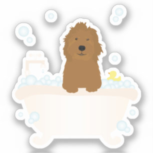 Adesivo Bath de Bolha de Goldendoodle