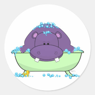 Adesivo Bathing Purple Hippo