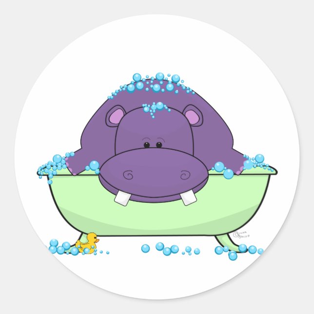 Adesivo Bathing Purple Hippo (Frente)