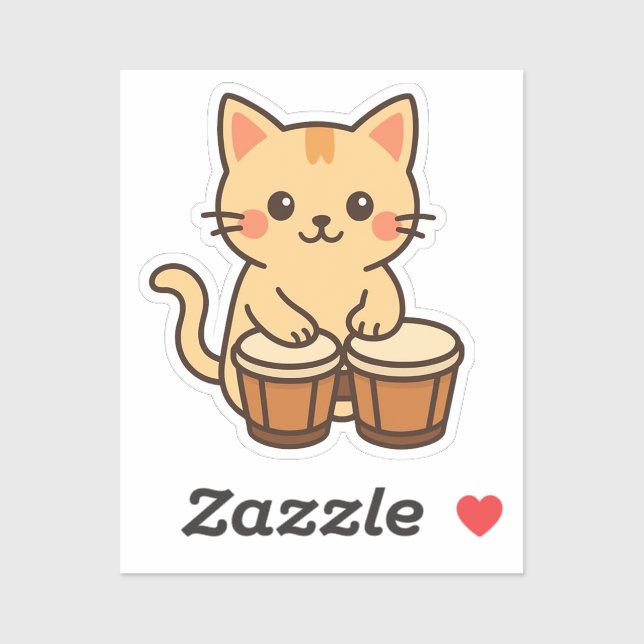 Adesivo Batida de Percussão do Gato Conga (Folha)