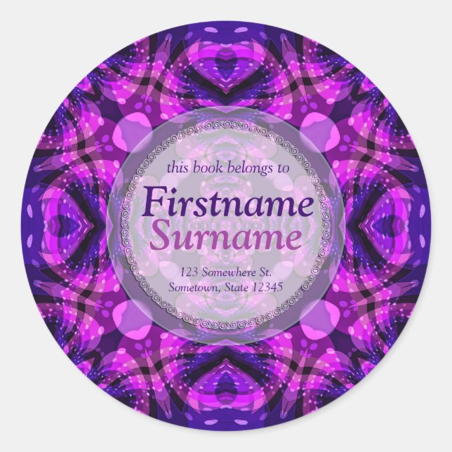 Adesivo Batik Tie Dye Psychdelic Art Bookplate Sticker (Frente)