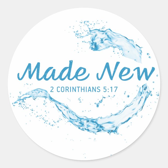 Adesivo Batismo 2 Cor 5:17 Novo no Cristo Jesus Cristo (Frente)