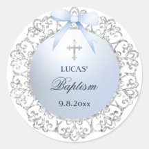 Batismo Arco Azul com Quadro de Lâmpada de Prata