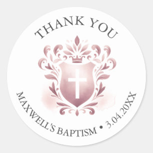 Adesivo Batismo Crest Aquarela Muito Obrigado Stickers Ros