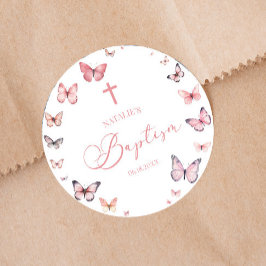 Adesivo Batismo da borboleta rosa macia elegante