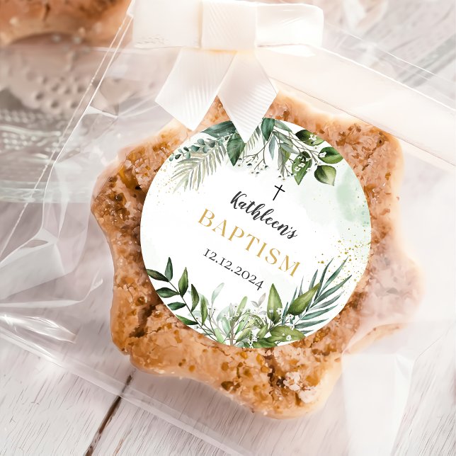 Adesivo Batismo de Folhagem Elegante (Criador carregado)