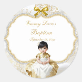 Adesivo Batismo de Menina Branco e Dourado