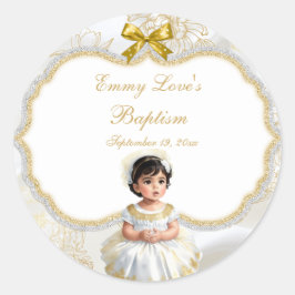 Adesivo Batismo de Menina Branco e Dourado