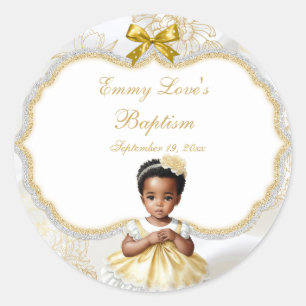 Adesivo Batismo de Menina Cristã Branco e Dourado