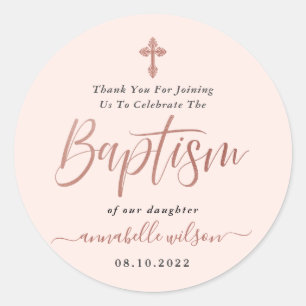 Adesivo Batismo De Rosa Dourada E Rosa, Obrigado 