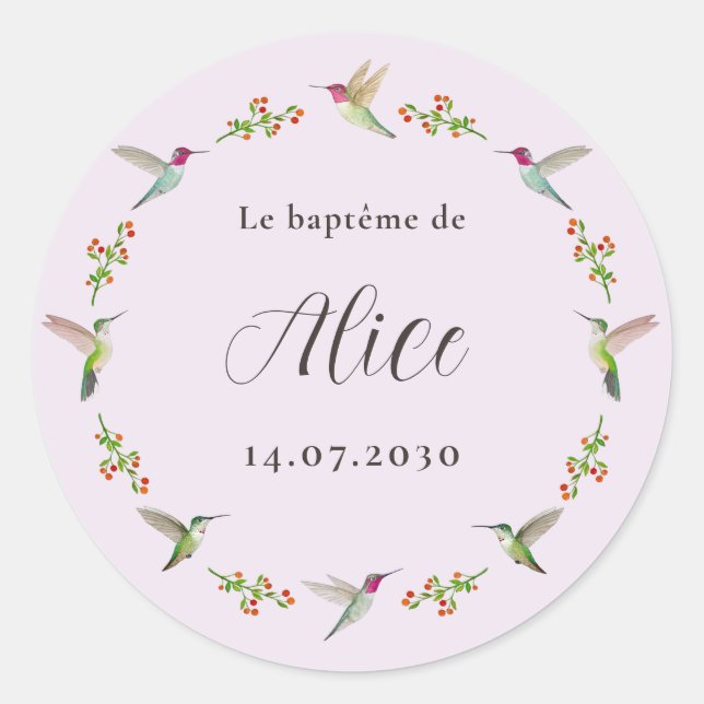 Adesivo Batismo dos Beija-flores de Anna (Frente)