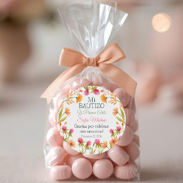 Adesivo Batismo e Primeiro Aniversário Flores Rosa