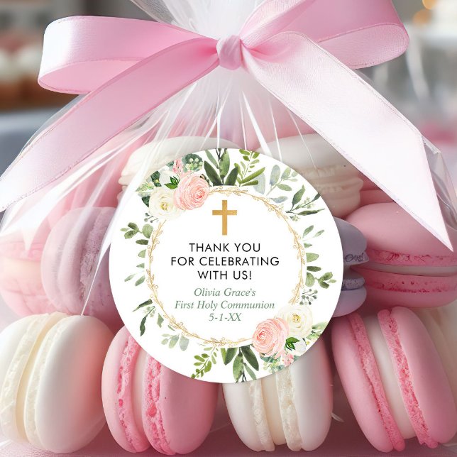 Adesivo Batismo elegante de primeira comunhão cor-de-rosa- (Criador carregado)