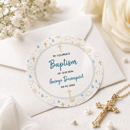 Adesivo Batismo Elegante | Festa de Batismo de Crianças Re