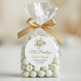 Adesivo Batismo em Espanhol Bautismo Cute Green Folhas