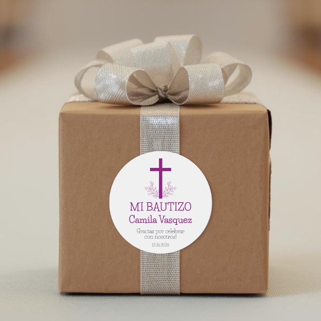 Adesivo Batismo em espanhol Simple Bautizo Cross and Leave (Criador carregado)