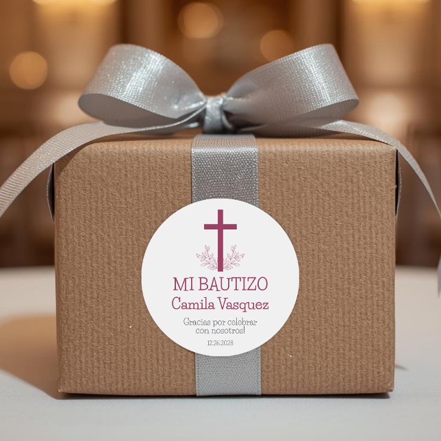 Adesivo Batismo em espanhol Simple Bautizo Cross and Leave (Criador carregado)