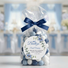 Adesivo Batismo Espanhol Bautismo Verde Deixa Flores Azuis