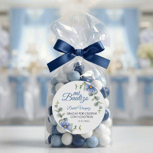 Adesivo Batismo Espanhol Bautismo Verde Deixa Flores Azuis