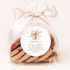 Adesivo Batismo Floral de Palma Seca de Boho