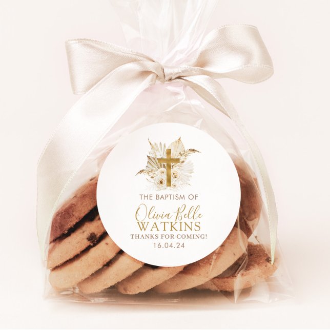 Adesivo Batismo Floral de Palma Seca de Boho (Matching items available)