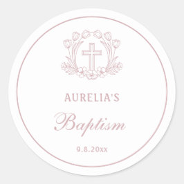 Adesivo Batismo Floral Rosa Simples
