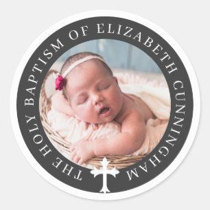 Adesivo Batismo Fotografia e cruz personalizadas