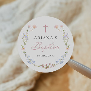Adesivo Batismo Menina Floral Selvagem