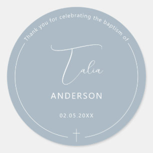 Adesivo Batismo Minimalista Cruz Simples Azul