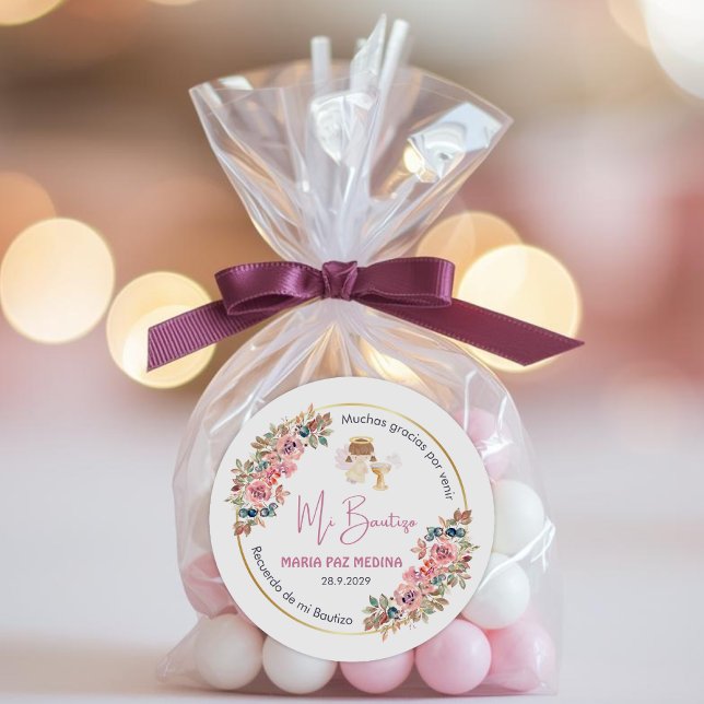 Adesivo Batismo personalizado e favorece presentes flores  (Criador carregado)