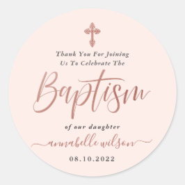 Adesivo Batismo rosa Dourado E Rosa, Obrigado