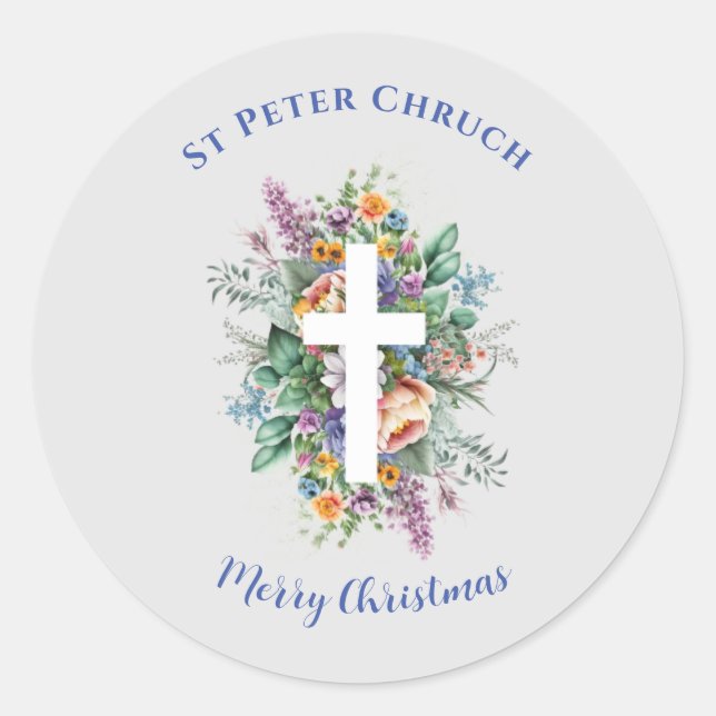 Adesivo Batismo Simples Nome personalizado Feliz Natal (Frente)