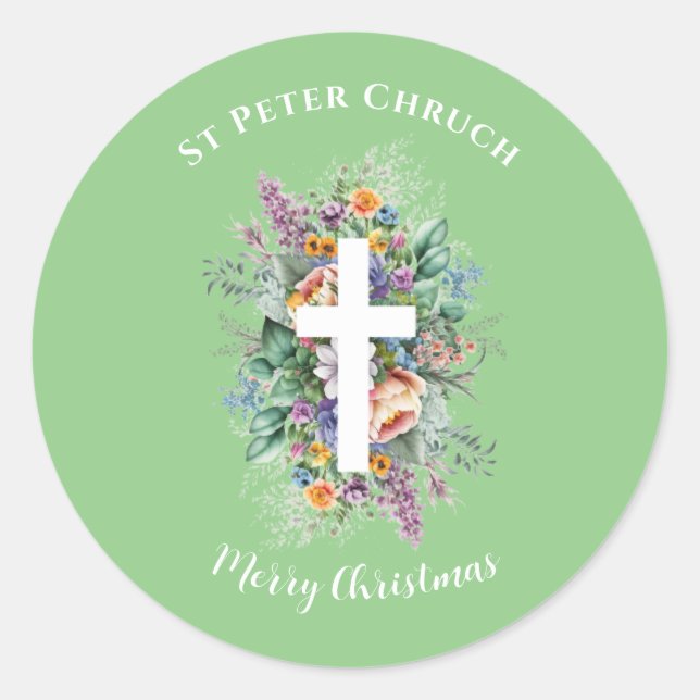 Adesivo Batismo Simples Nome personalizado Feliz Natal (Frente)