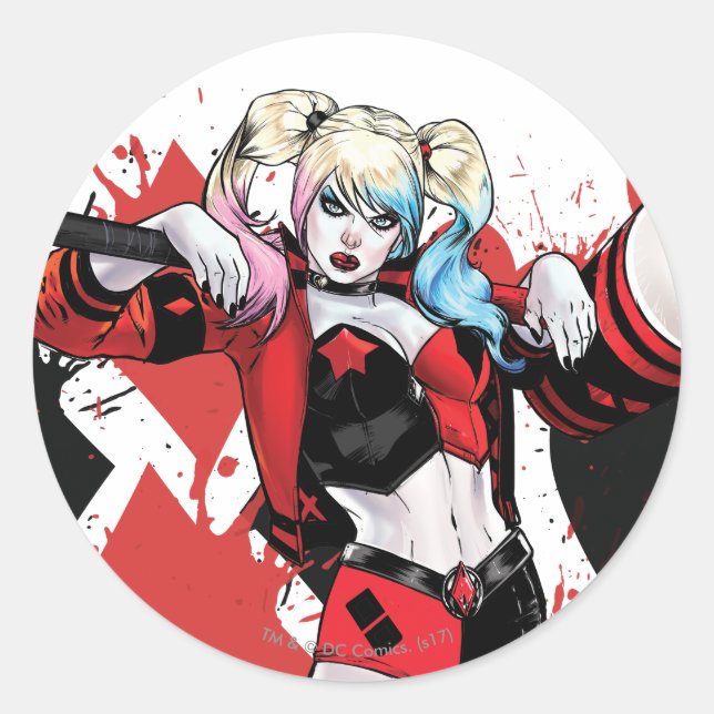 Adesivo Batman | Harley Quinn Hearts & Diamantes Splatter (Frente)