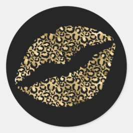 Adesivo Batom com manchas de leopardo dourado e preto