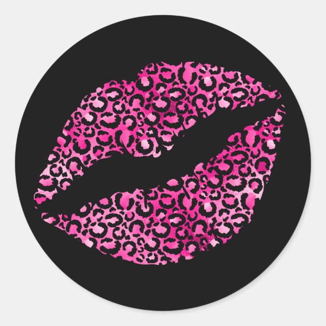 Adesivo Batom com Pontos de Leopardo Rosa e Preto (Frente)
