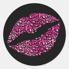 Adesivo Batom com Pontos de Leopardo Rosa e Preto