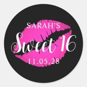 Adesivo Batom Ombre Preto e Rosa Quente Sweet 16