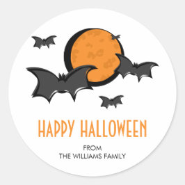 Adesivo Bats and Moon Halloween Round Sticker