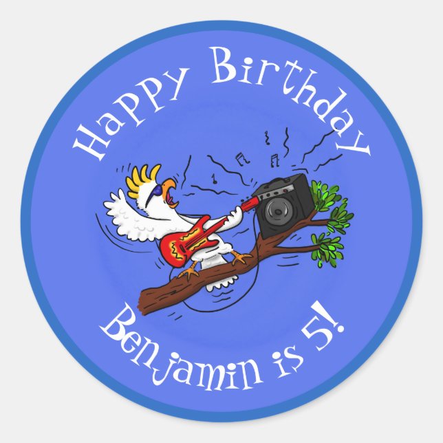 Adesivo Batuta engraçada tocando cartoon de violão (Frente)