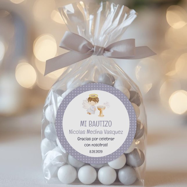Adesivo Bautizo Boy Angel Cute Baptism Christening Favors (Criador carregado)