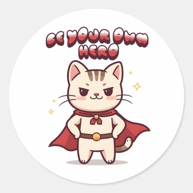 Adesivo Be Your Own Hero Cute Cat Hero (Frente)